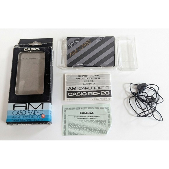 Other - Vintage Casio AM Card Radio AM Receiver RD-20, Original Box, Headphones, Working